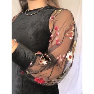 🔥3/$20🔥Boho Velvet Mesh Embroidered Dress